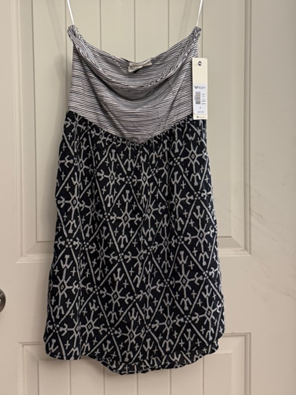 Roxy Black and White Patterned Strapless Sundress